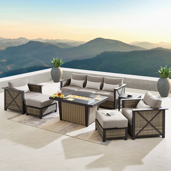 Sirio Chelsey 7-piece Fire Outdoor Patio Seating Set | Costco
