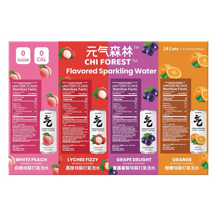 Chi Forest Flavored Sparkling Water, Variety Pack, 11.15 oz, 24