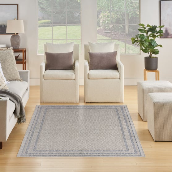Nourison Garden Spring Indoor/Outdoor Rug, Meadow Gray, 5'3” x 7'3 ...