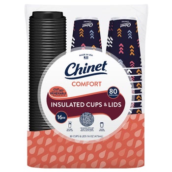 Chinet Comfort 16 oz Cup & Lid, 80-count