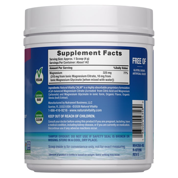 Natural Vitality Calm Magnesium Citrate + Glycinate Powder, 20