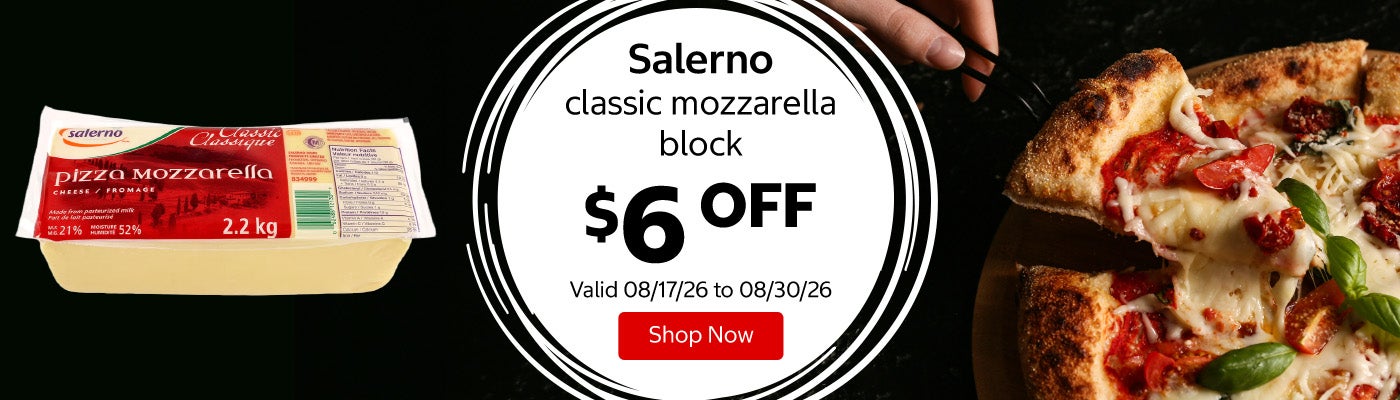 Salerno classic mozzarella block $6 OFF Valid 08/17/26 to 08/30/26 Shop Now 