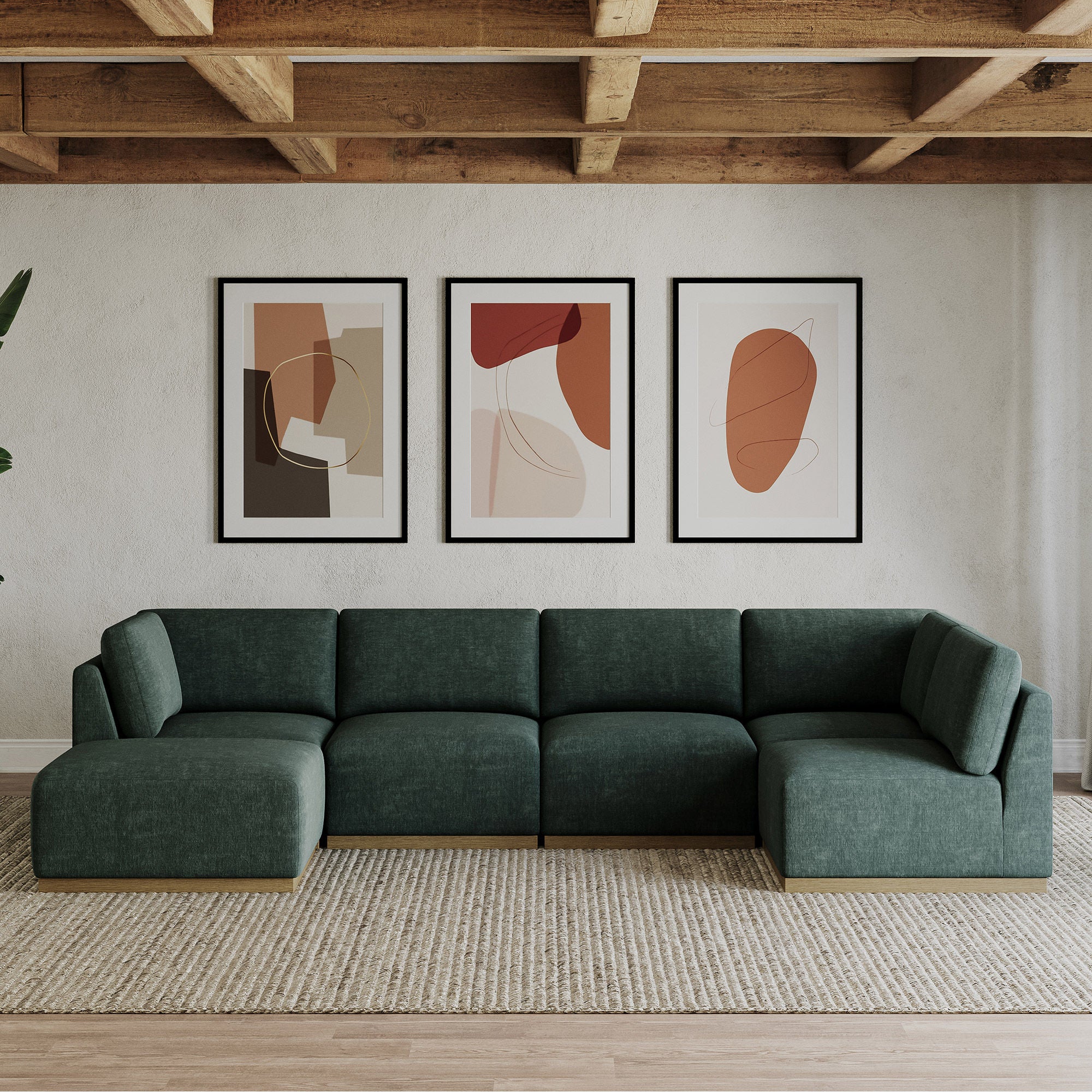 Henredon Murphy Fabric 6-piece Modular Sectional with Ottoman