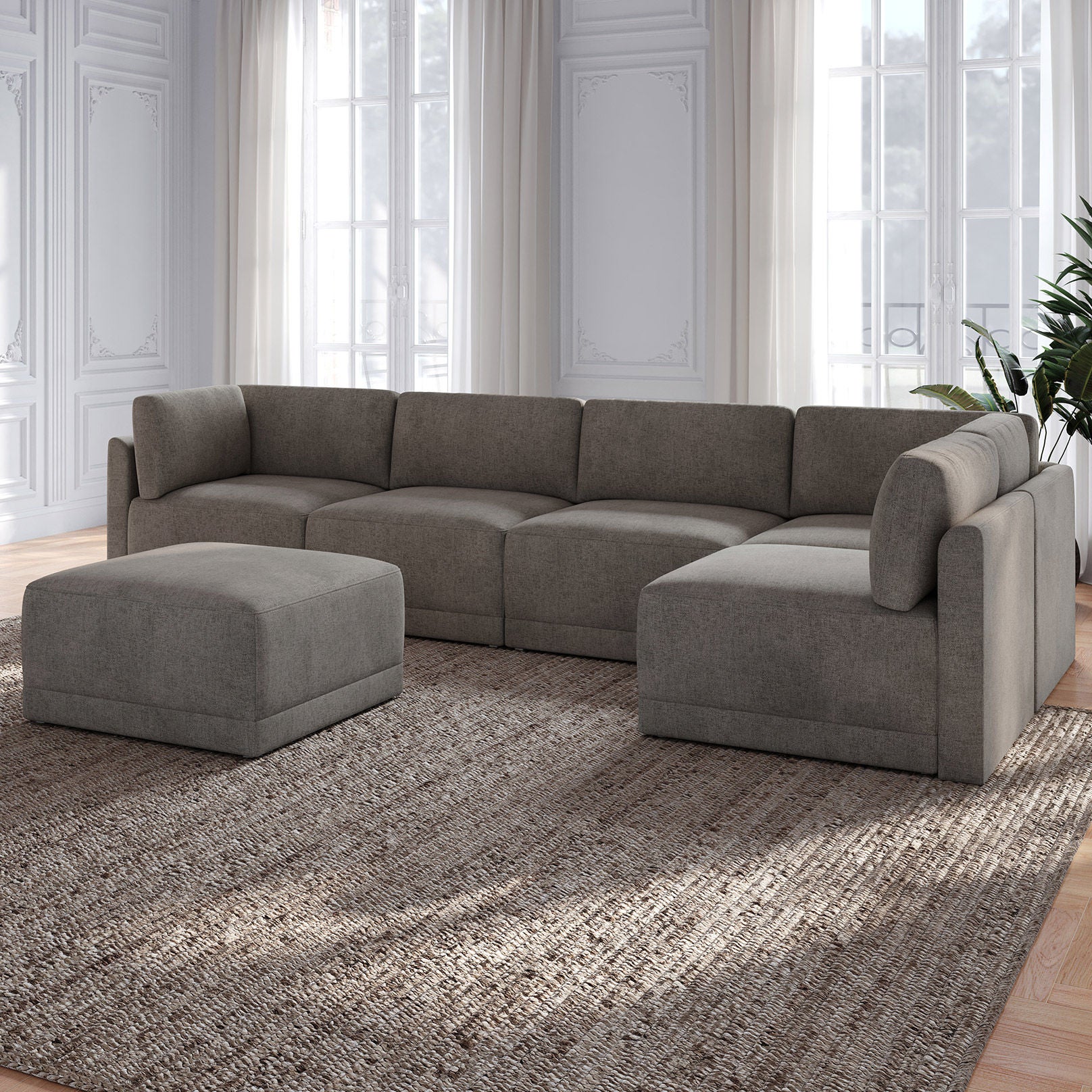 Costco Thomasville ソファ※現地引取のみ Thomasville Fallon Modular Sectional 6-piece Gray with Ottoman