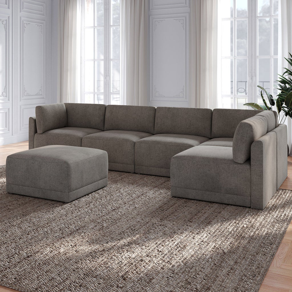 Thomasville Fallon Modular Sectional 6-piece Gray with Ottoman Thomasville Fallon Modular Sectional 6-piece Gray with Ottoman