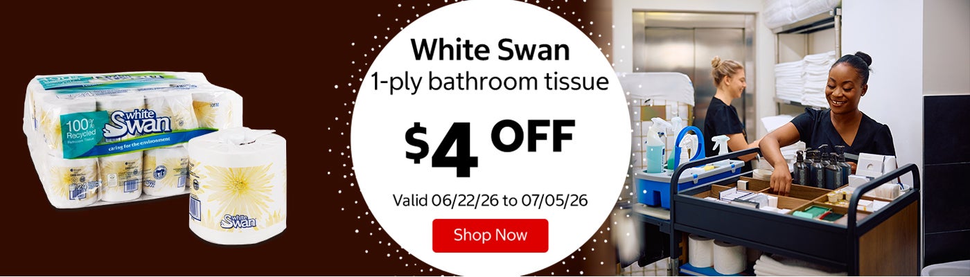 White Swan 1-ply bathroom tissue $4 OFF Valid 06/22/26 to 07/05/26 Shop Now 