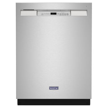 Maytag 24 in. Front Control Built-In Fingerprint Resistant Stainless Steel Dishwasher with Dual Power Filtration, 50 dBA