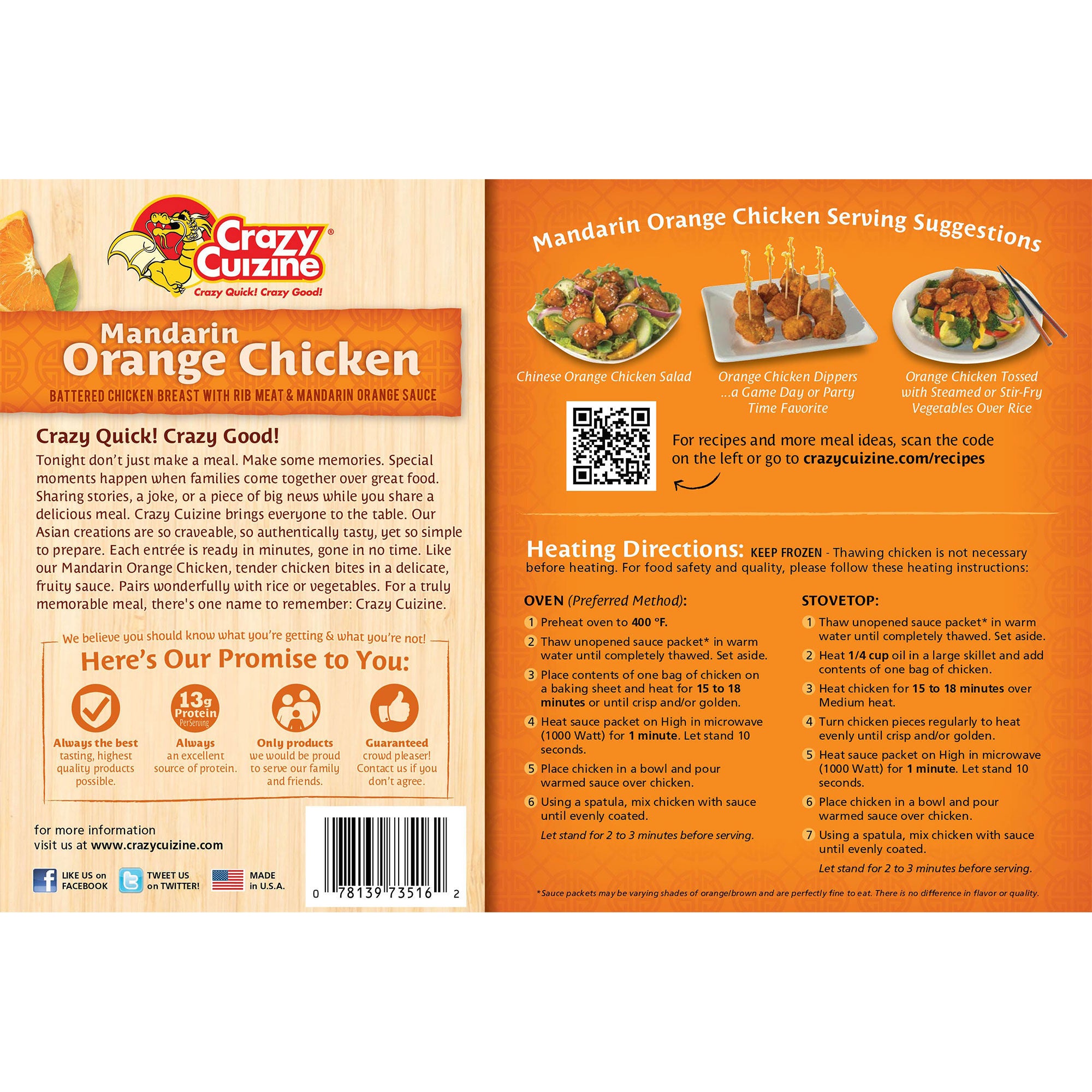 Crazy Cuizine Mandarin Orange Chicken, 66 oz | Costco