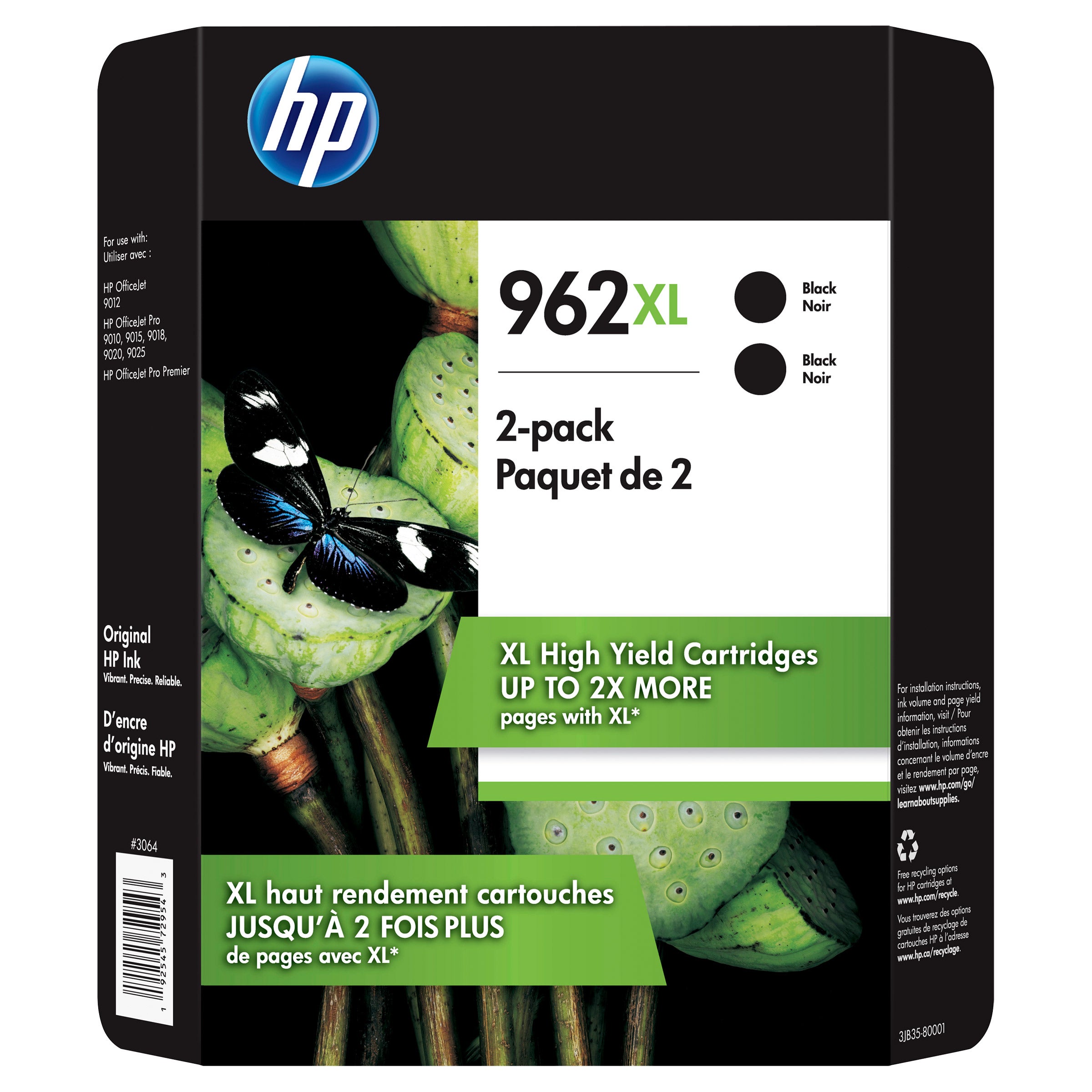 HP 962XL High Yield Ink Cartridge, Black, 2-count | Costco