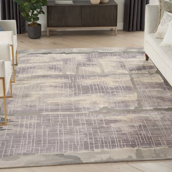 Ooka フェイスクリーム グレー Kroma Area Rug, Grid | Costco