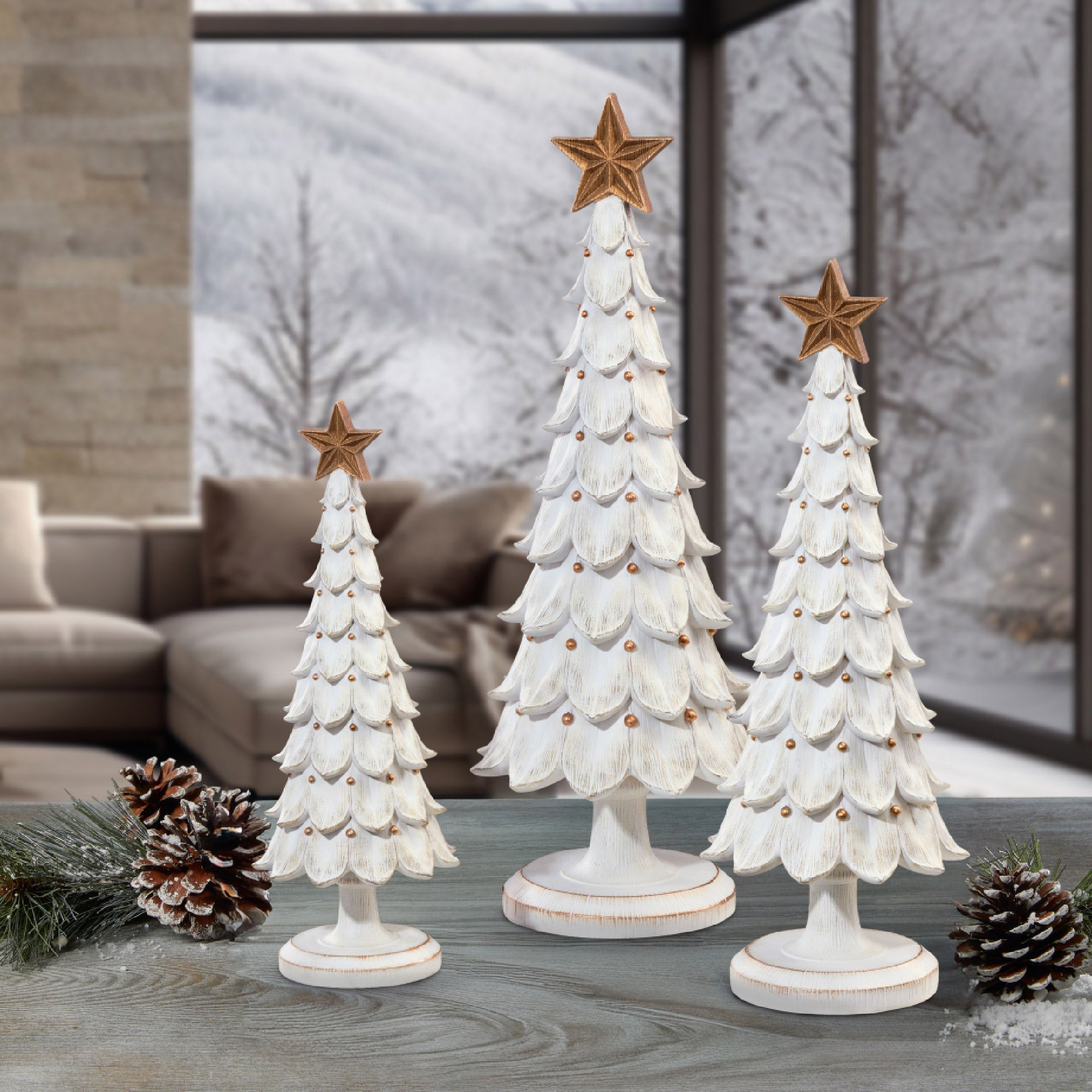 木製　ツリー3つセット　大1小2 Wood Inspired Holiday Trees, Set of 3 | Costco
