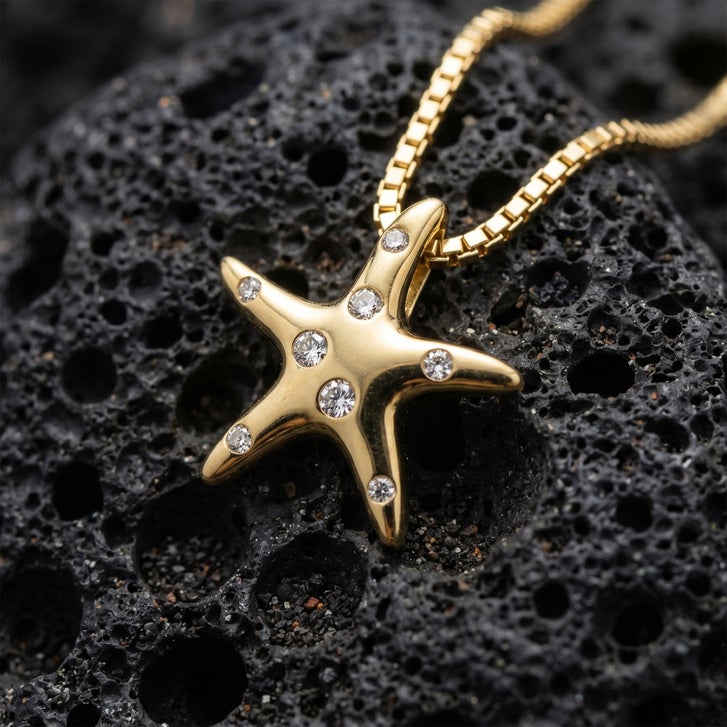 Honolulu Jewelry 14kt Yellow Gold Diamond Starfish Necklace | Costco
