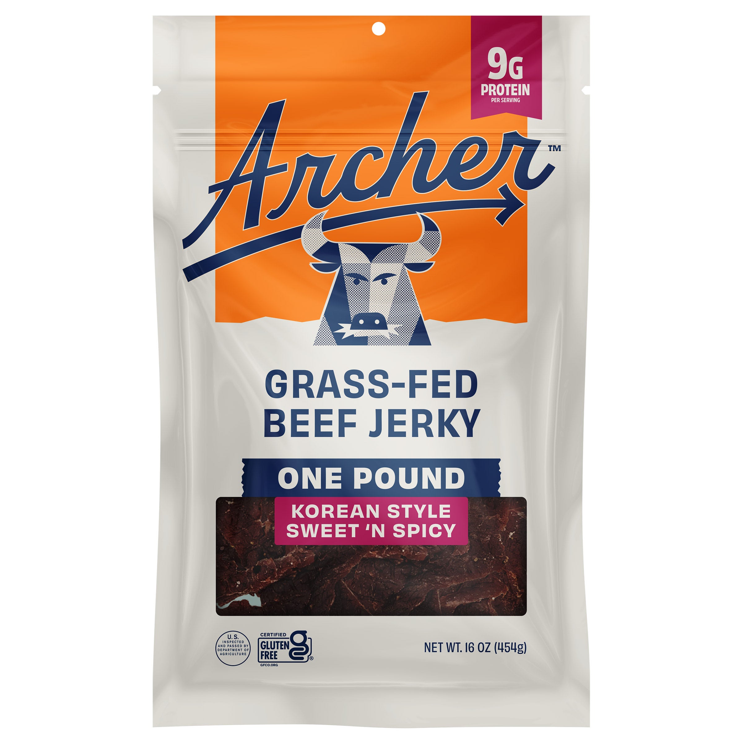 ARCHER KOREAN SWEET 'N SPICY GRASS FED BEEF JERKY 16 OZ