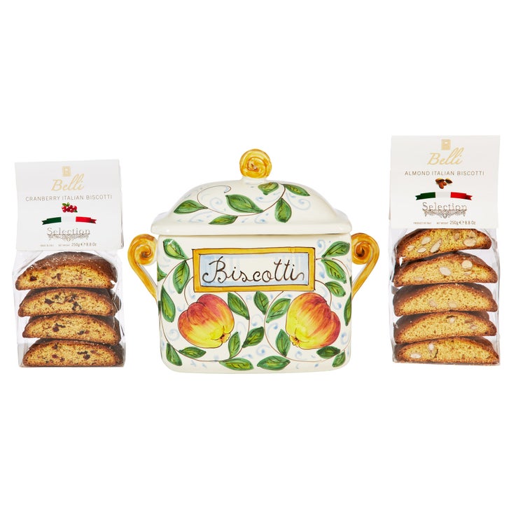 Belli Biscotti Hand Painted Ceramic Jar, Italian Semi Soft