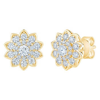 Round Brilliant Diamond Floral Earrings (1.00 ctw)