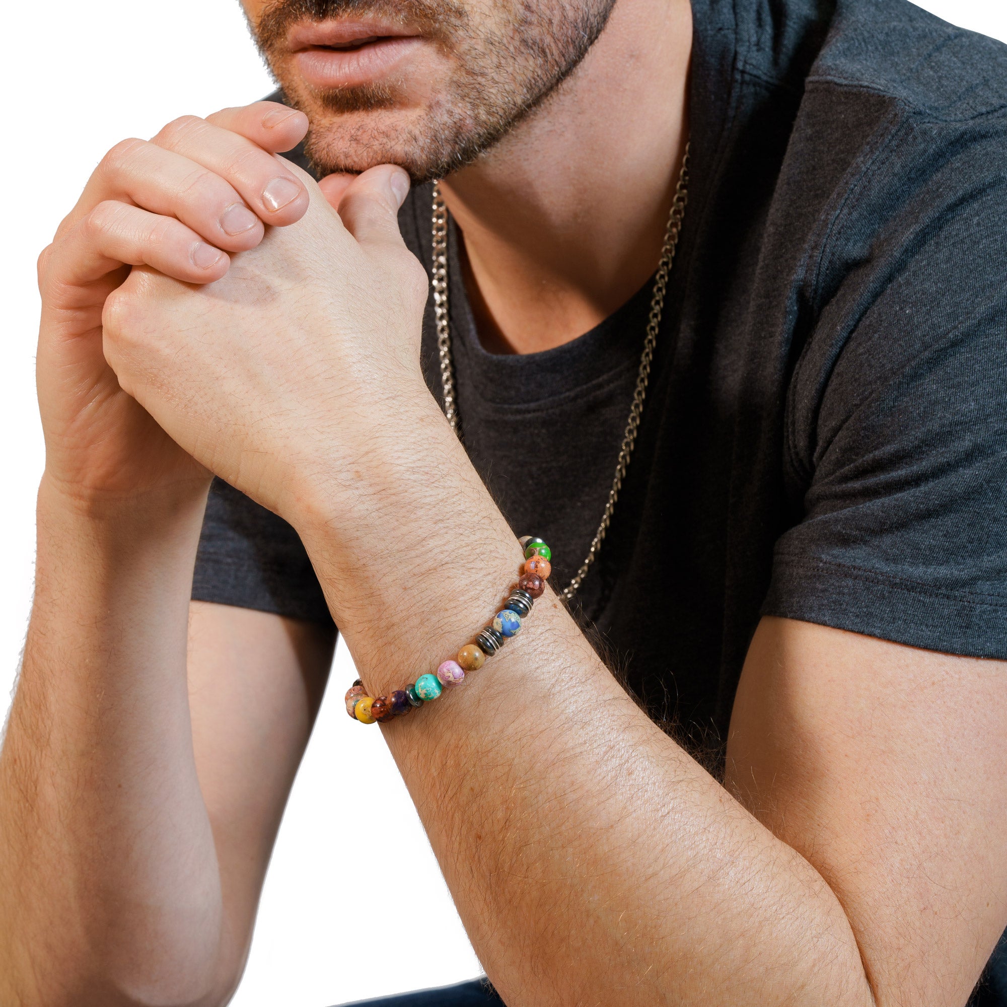 Mr. Lowe by Sheryl Lowe Rainbow Jasper and Hematite Beaded