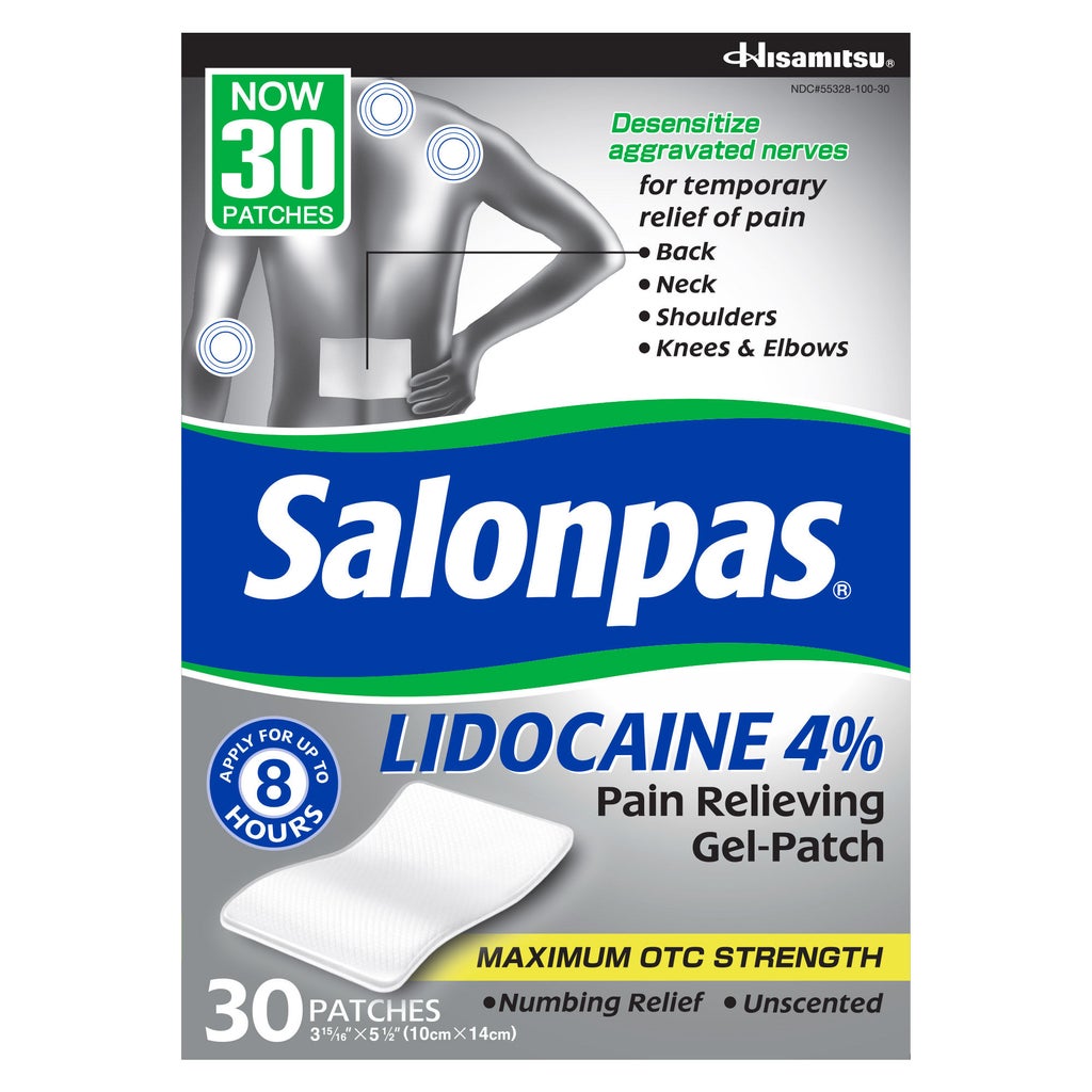 Salonpas LIDOCAINE 4% Pain Relieving Gel-Patch, 30 Patches | Costco