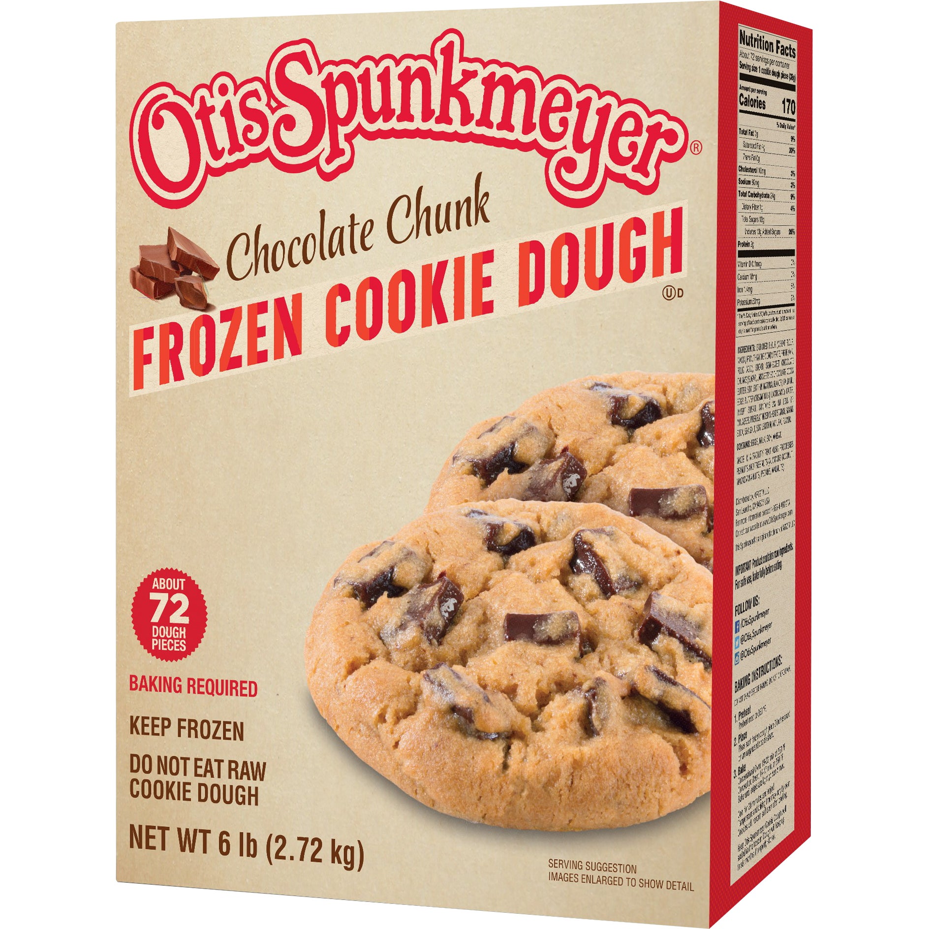 Otis Spunkmeyer Frozen Cookie Dough, Chocolate Chunk, 6 lbs | Costco