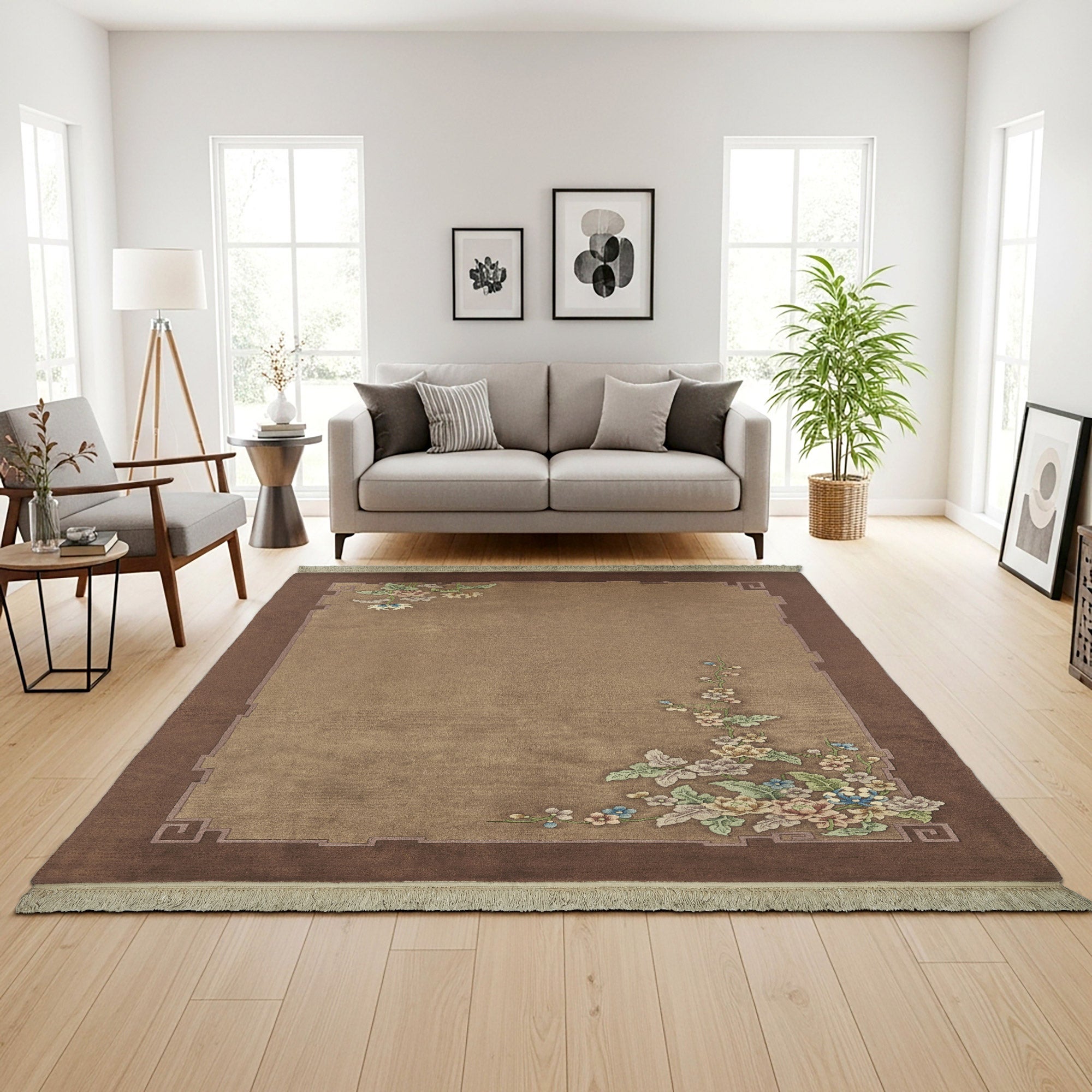 Pagoda Hand Knotted Rug Collection, Loiret Brown