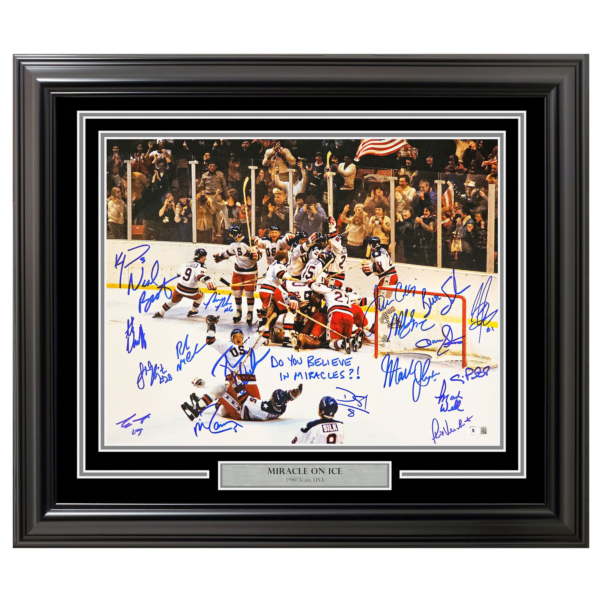 1980 Team USA Miracle on Ice Autographed Framed Photo with 19 Signatures - Beckett