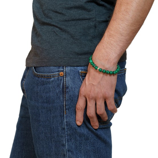 Mr. Lowe by Sheryl Lowe Malachite Beaded Bracelet with Sterling