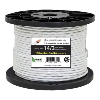 Interior electrical wire NMD90. 14/3-gauge, White, 150m