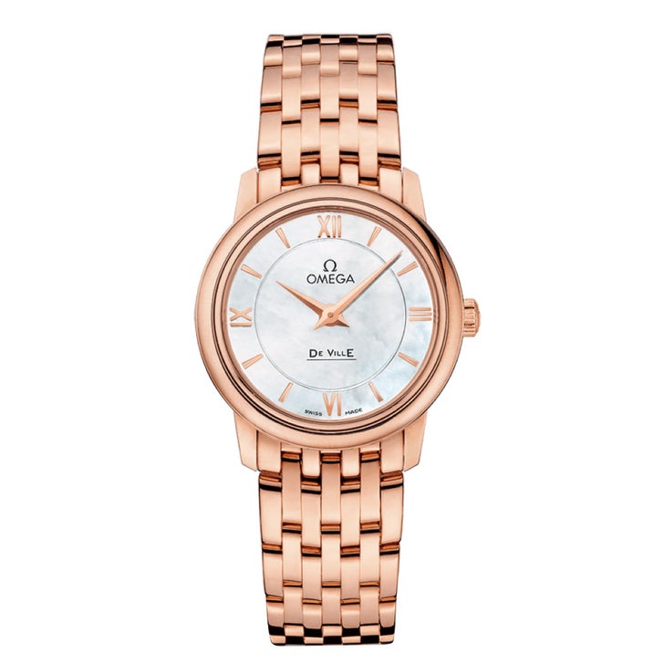 OMEGA De Ville クォーツ レディース 腕時計 Omega De Ville Prestige Mother of Pearl Dial 18kt Red Gold Quartz