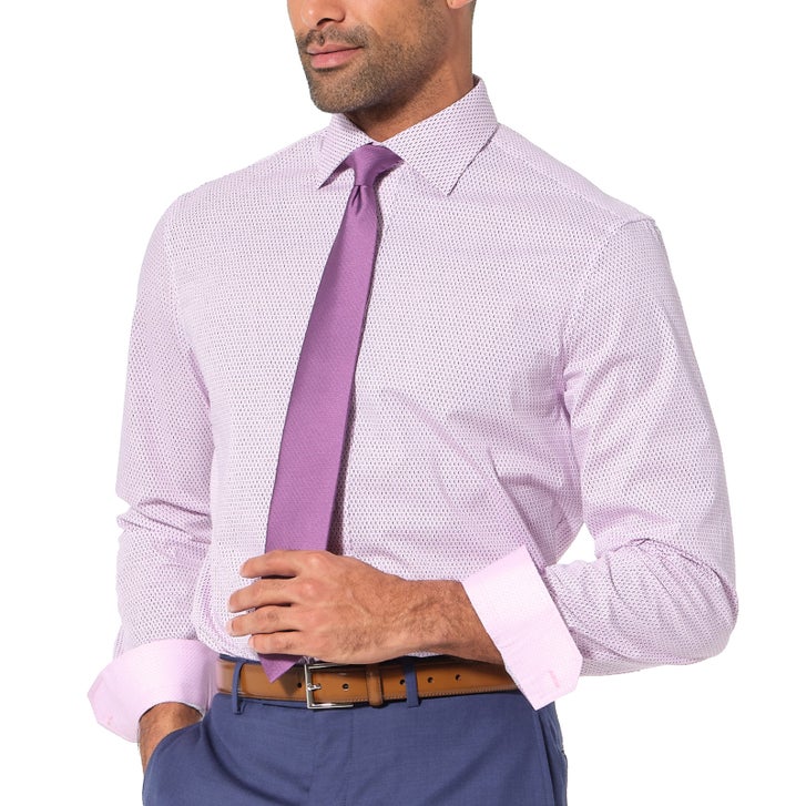 button down dress shirt with tie Men's Gray Pin Striped Set and Handkerchief 16 34/35 / Gray Shirttail hem. Nick Graham Men's Dress Shirt