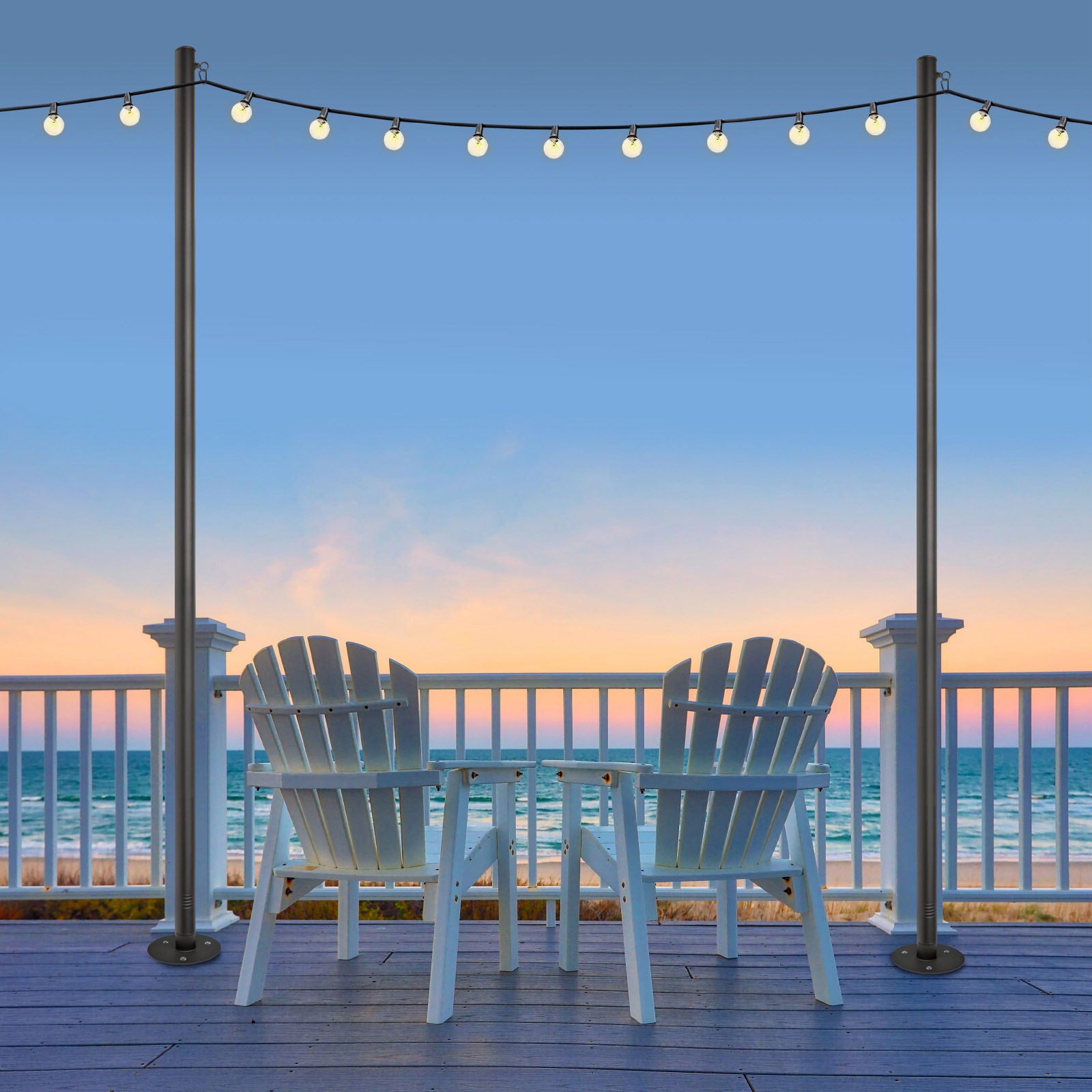 Excello Global Products 10' String Light Pole, 2-pack