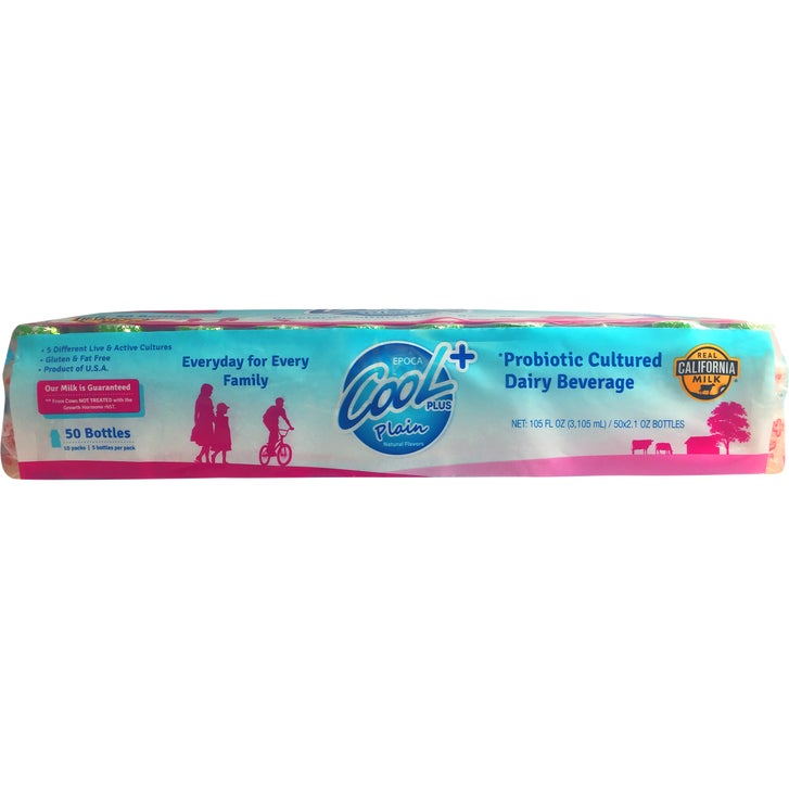 Cool Plus Probiotic Cultured Dairy Beverage, Plain, 2.1 fl oz, 50 ct ...