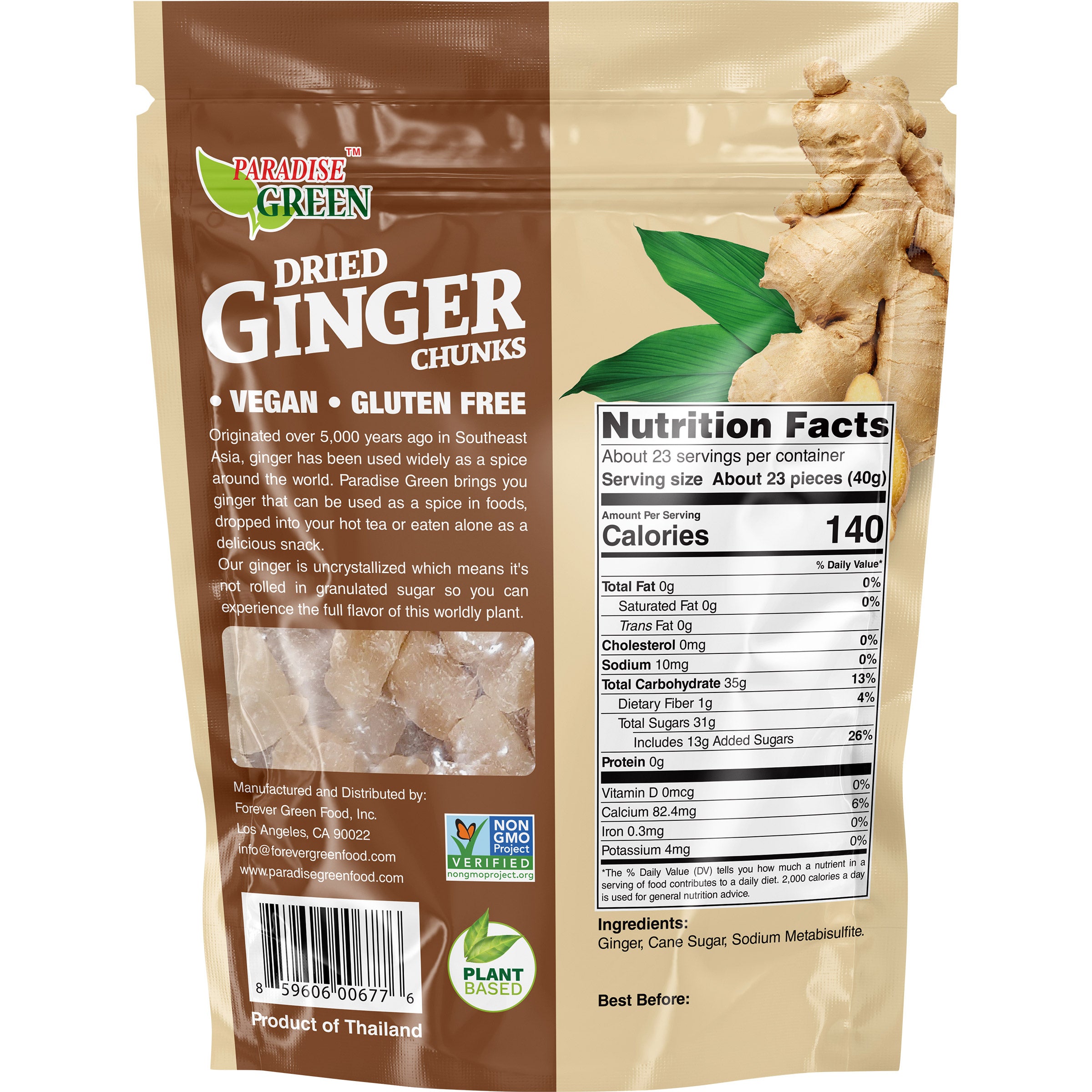 Paradise Green, Dried Ginger Chunks, 32 oz | Costco