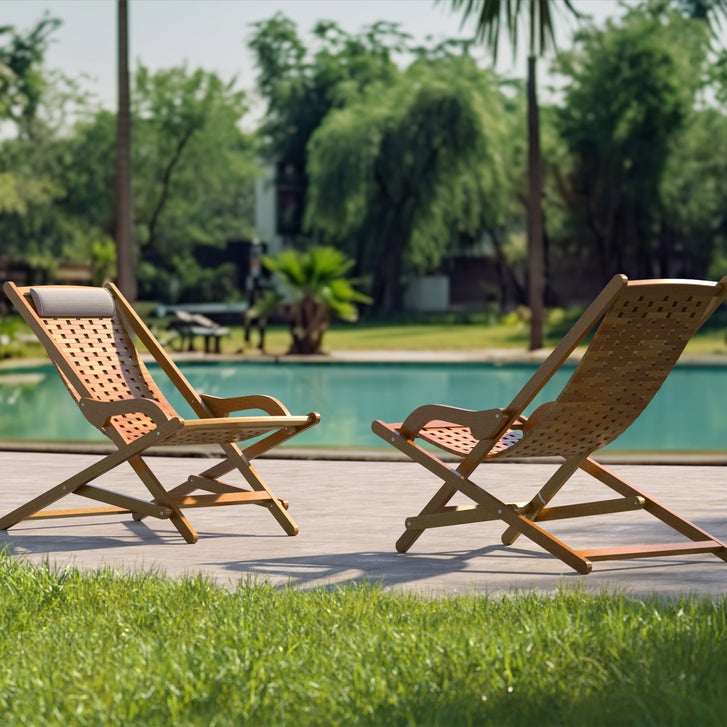Eucalyptus Swing Lounger 2-pack with Side Table | Costco