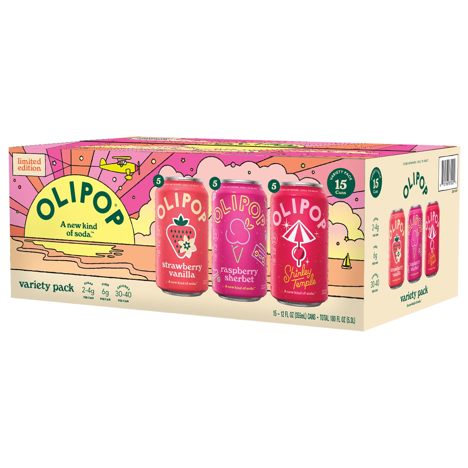 OLIPOP Prebiotic Soda, Spring Variety Pack, 12 fl oz, 15 ct | Costco