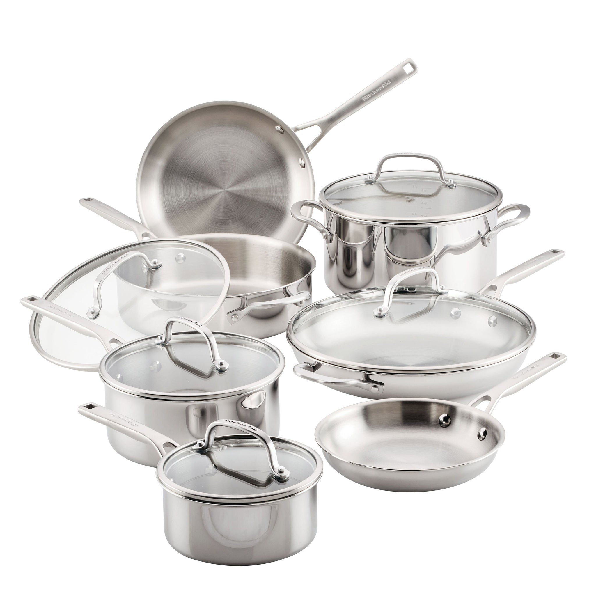 Kitchen Aid 3-Ply Clad Stainless Steel Cookware Set, 12-piece | Costco