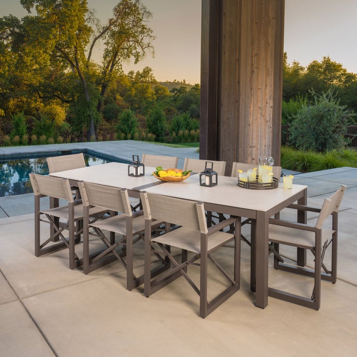 costco portofino umbrella hole patio table Sova Modern Aluminum Outdoor Sofa Set with Swivel Chairs, Black Frame Sunsitt Signature Outdoor REPLACEMENT CANOPY TOP ONLY Putting together your own backyard