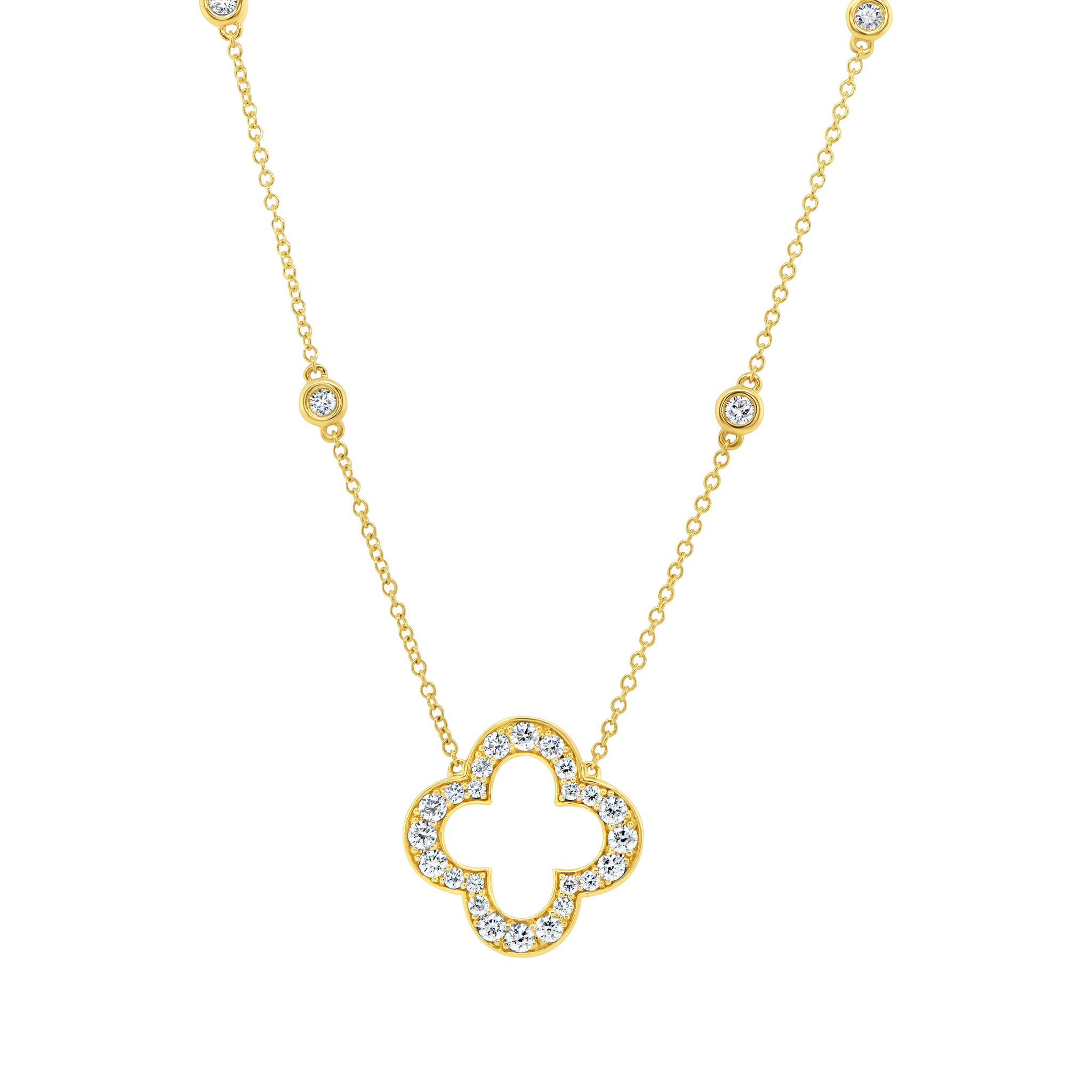 Round Brilliant Diamond Quatrefoil Necklace (0.70 ctw) | Costco