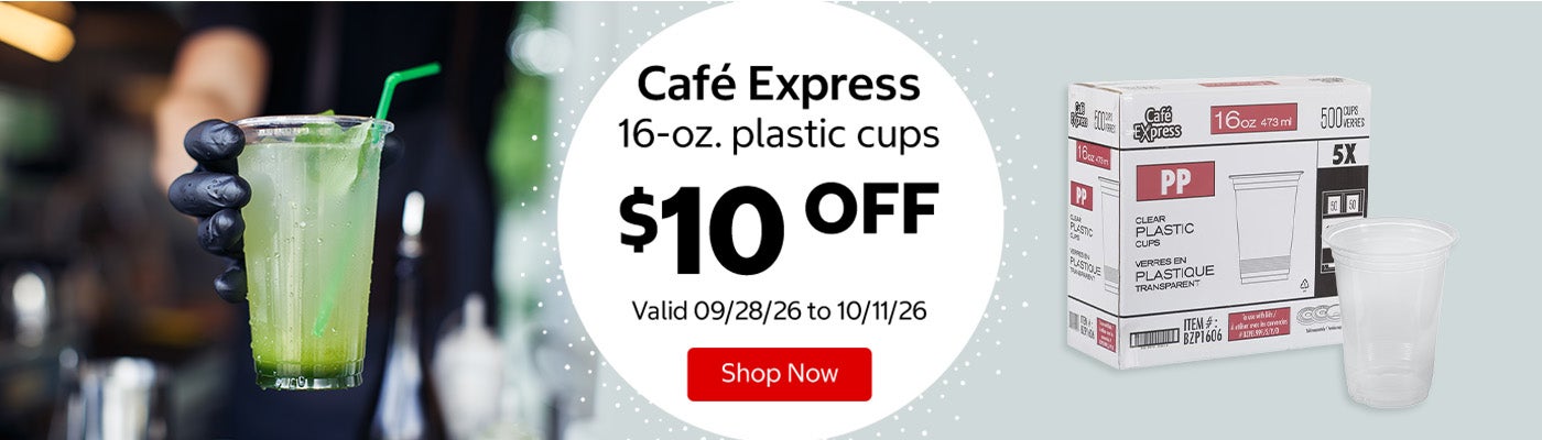 Café Express 16-oz. plastic cups $10 OFF Valid 09/28/26 to 10/11/26 Shop Now 