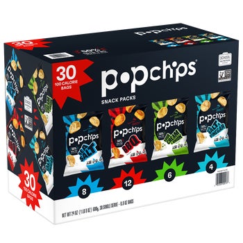 Popchips Potato Chips Snack Packs, Variety Pack, 0.8 oz, 30-count