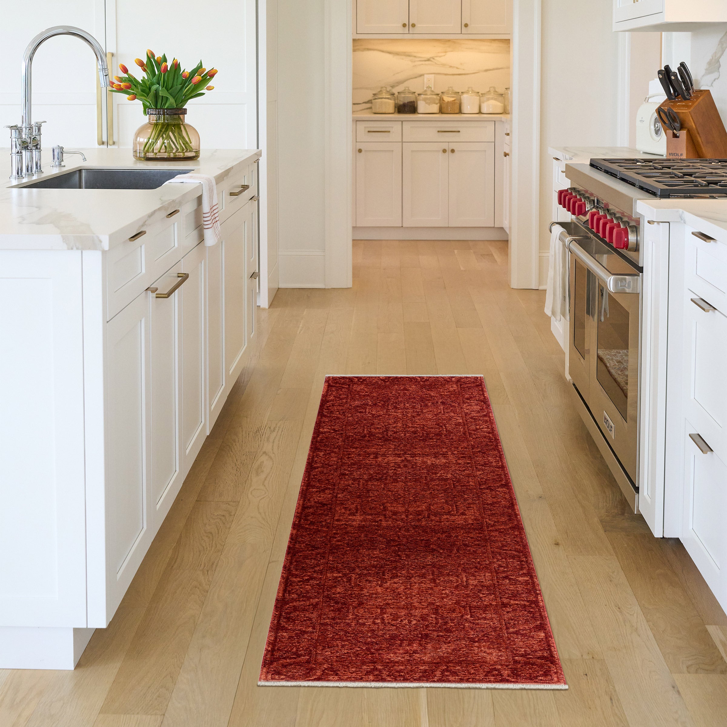 Nourison Pure Home Runner Rug, Garnet, 2’2” x 7’6”