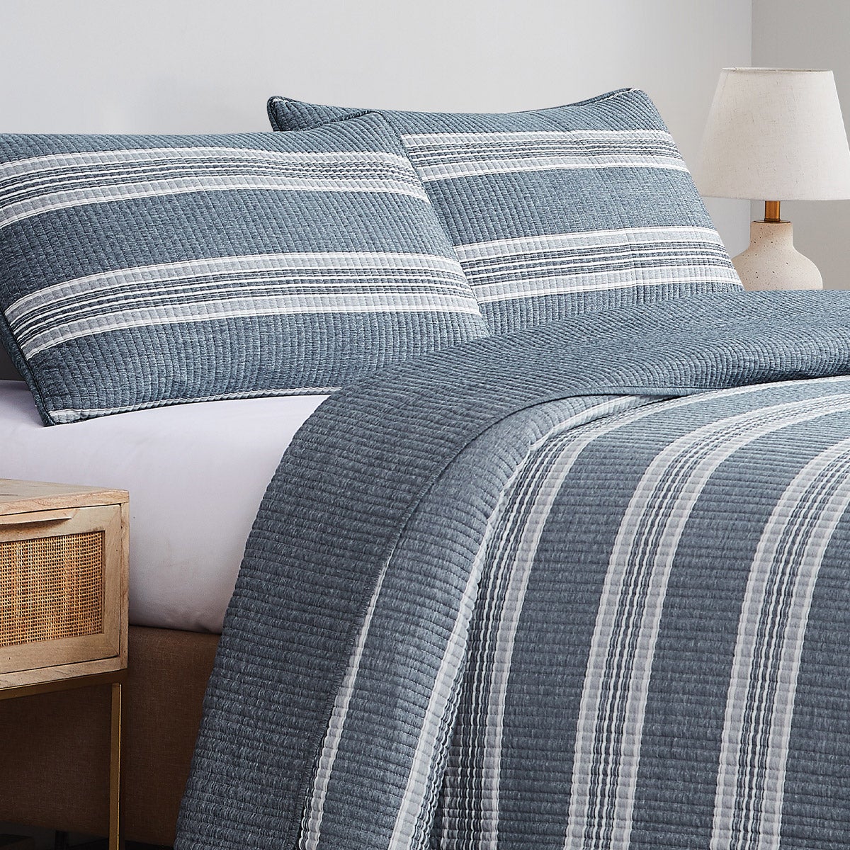 Orchard Road Heathered Stripe 3-piece Coverlet Set | Costco