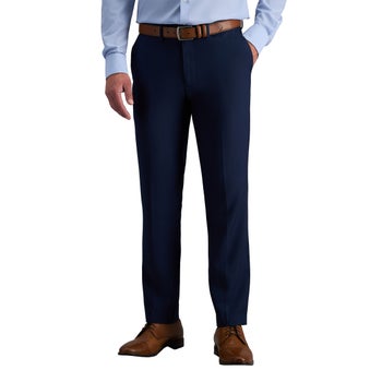 haggar mens dress pants Premium Comfort in Black this pant offers a sleek straight fit for a timeless look Haggar Men's Mynx Gabardine Pleat