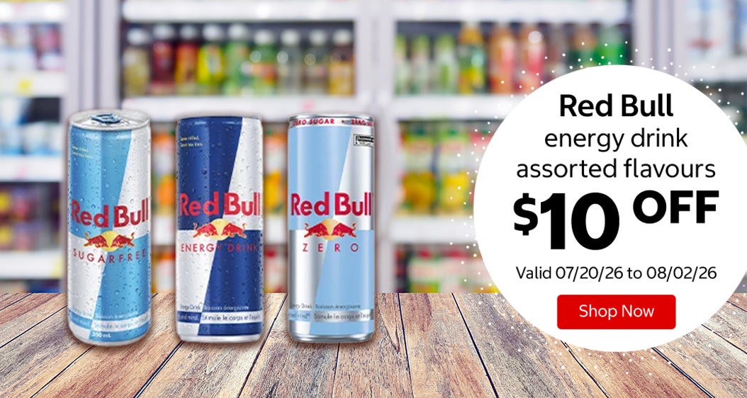 Red Bull energy drink assorted flavours $10 OFF Valid 07/20/26 to 08/02/26 Shop Now 