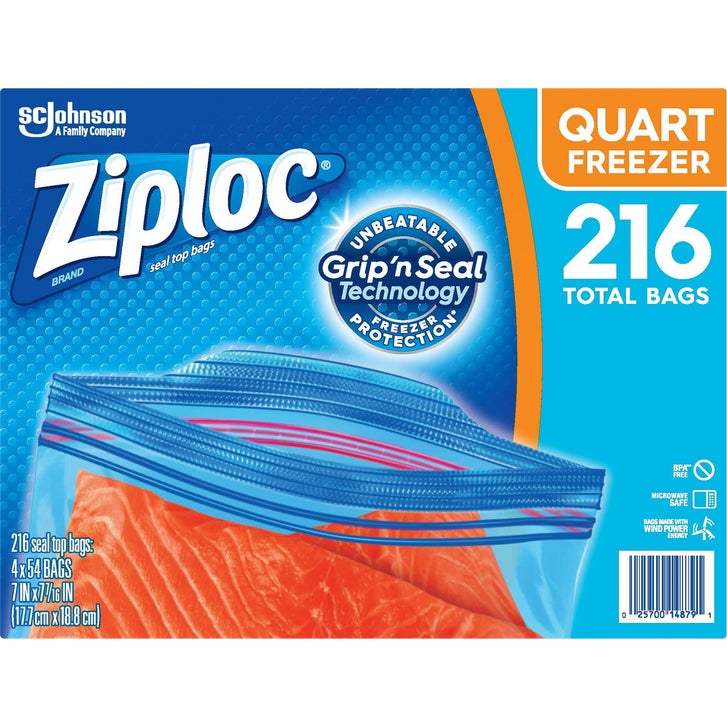 冷凍M100匹 Ziploc Grip 'n Seal Freezer Bags, Quart, 216 ct | Costco