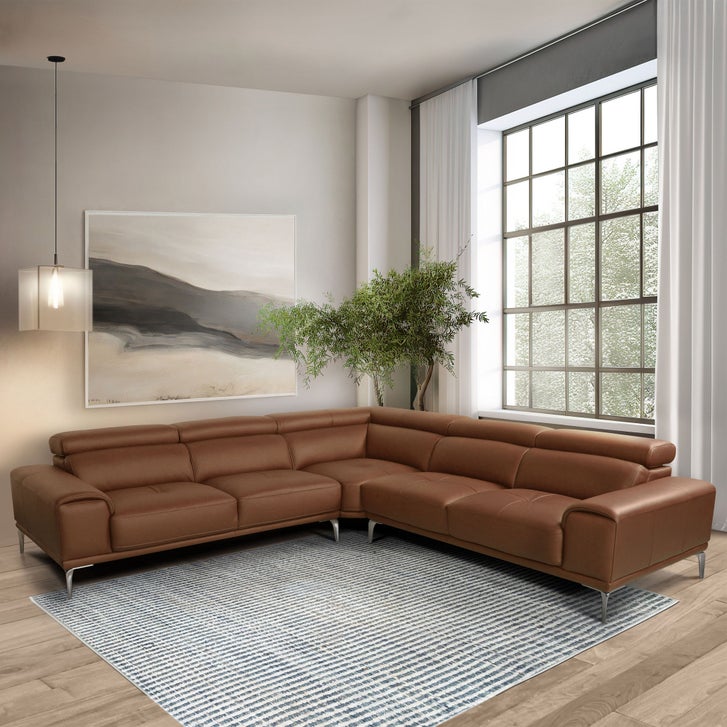 Abbyson Quinton Top Grain Leather Sectional with Adjustable
