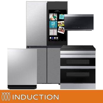 Samsung 4-piece INDUCTION Kitchen Package with Bespoke 4-Door Flex Refrigerator with AI Family Hub+ and AI Vision