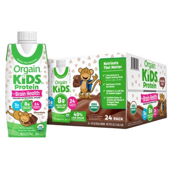 Orgain USDA Organic Kids Nutritional Protein Shake, Chocolate, 8 fl oz, 24-pack