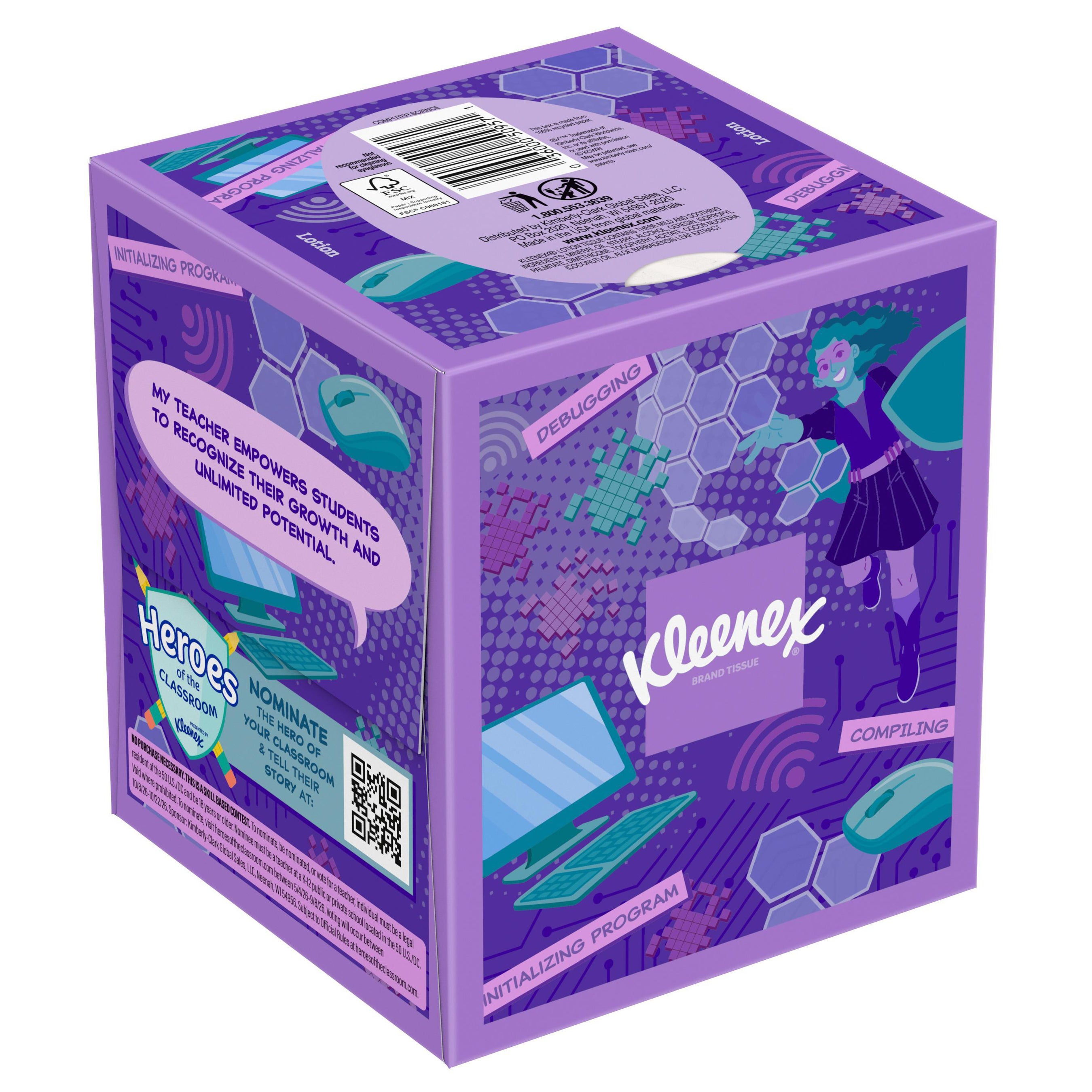 Kleenex Lotion Facial Tissues with Coconut Oil, 3-Ply, Cube Box