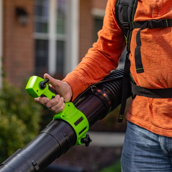 Greenworks 80V 800CFM Backpack Blower Only and Leaf Tarp | Costco