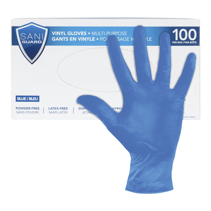 Sani Guard Medium Blue Vinyl Gloves, 10 packs of 100 | Costco