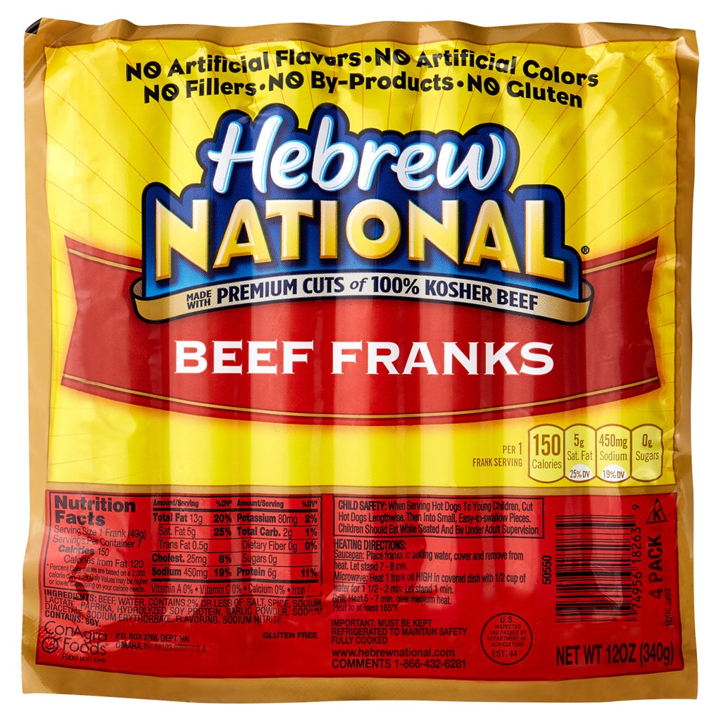 Hebrew National 100% Kosher Beef Franks, 12 oz, 4-count, 28 Beef Franks  Total | Costco